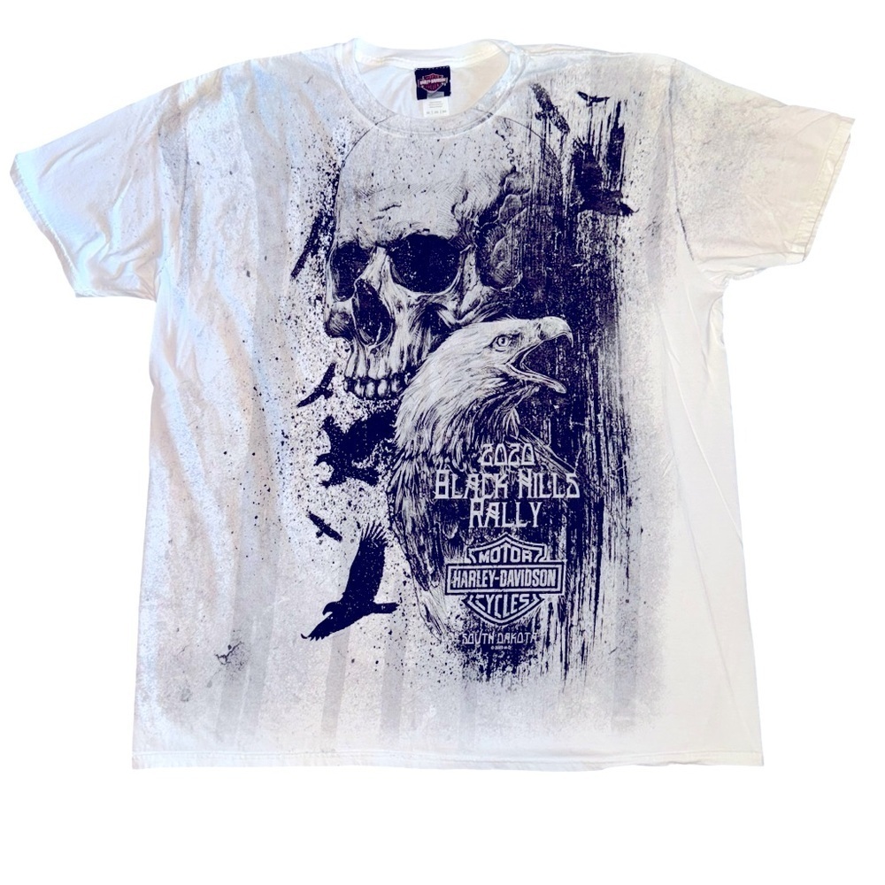 Harley Davidson Men’s T-Shirt SZ 2XL 2020 Black Hills Rally Skull Eagle Sturgis